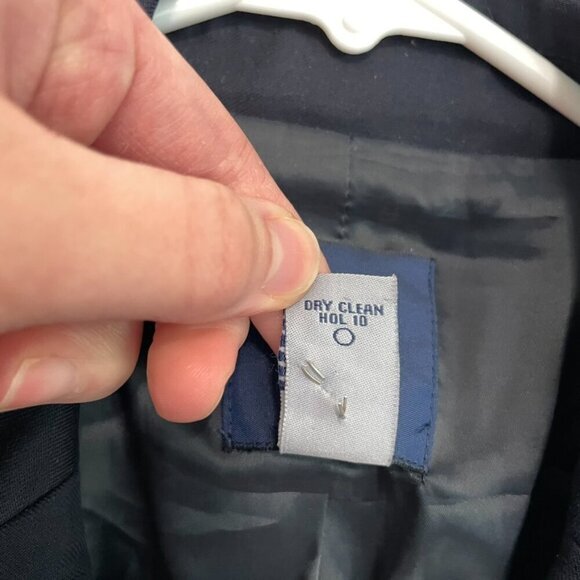 J. CREW Solid Navy Blue Striped Lining Two Button 100% Cotton Work Blazer Jacket - Picture 9 of 16